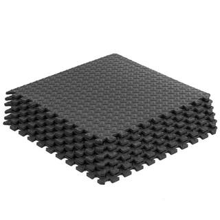 PROSOURCEFIT Exercise Puzzle Mat Black 24 in. x 24 in. x 0.5 in. EVA Foam Interlocking Anti-Fatigue Exercise Tile Mat (6-Pack) ps-2301-pzzl-black