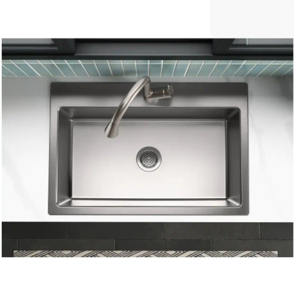 Kohler Cursiva Stainless Steel 33 in. Single Bowl Drop-in or Undermount Kitchen Sink