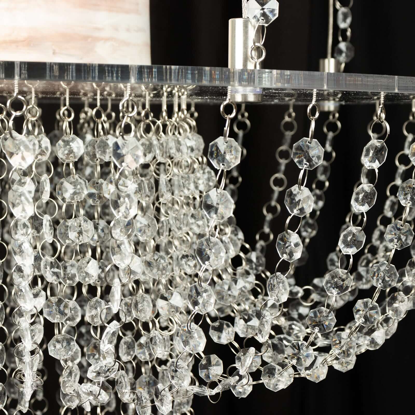 Acrylic Hanging Crystal Chandelier Cake Stand, Drape Suspended Wedding Cake Swing With 5ft Steel Wire String Bead Chains - 25