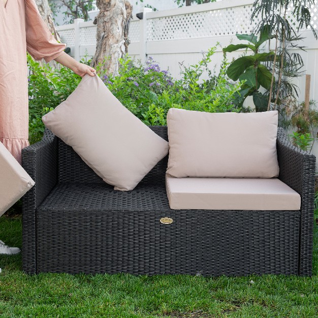 Barton 2 Person Madison Outdoor Patio Wicker Sofa Set Love Seat W Seat Cushion