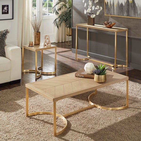 Minato Natural Finish and Gold End Table by iNSPIRE Q Bold