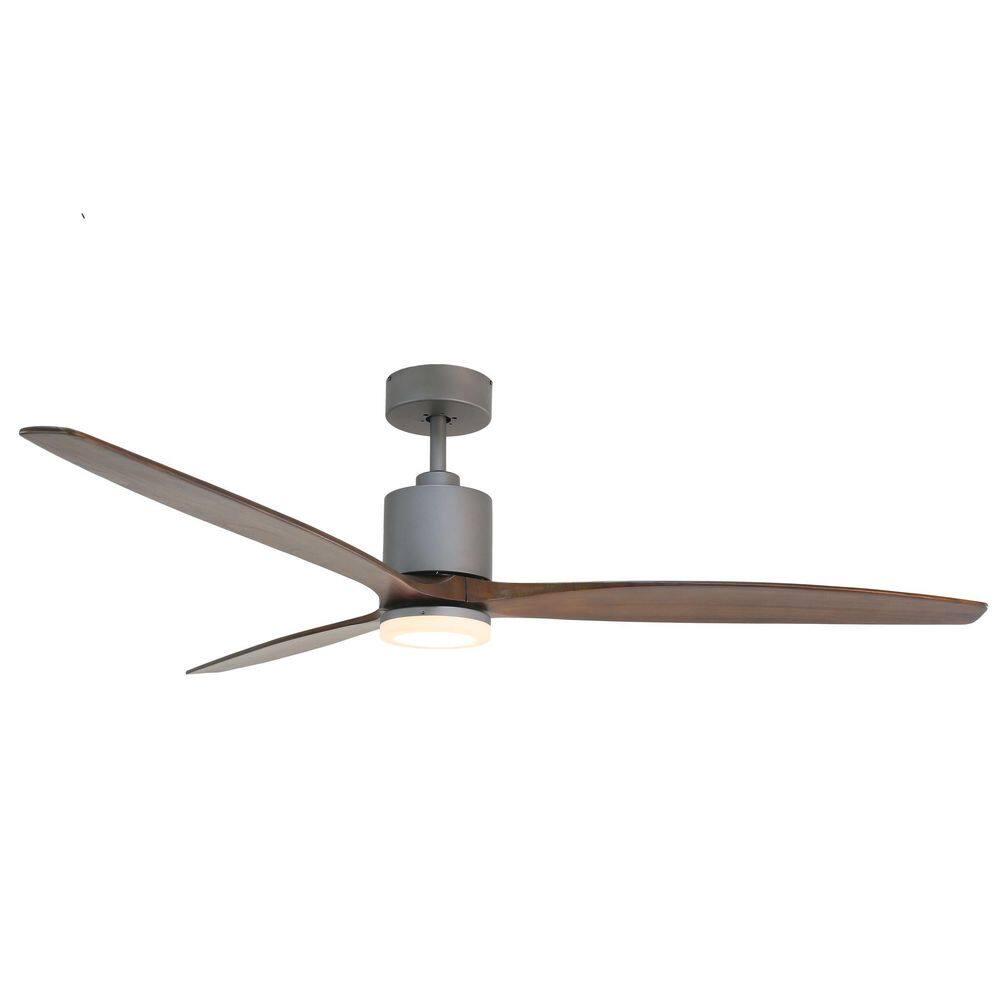 FORNO VOCE Tripolo 72 in Titanium Body and Black Walnut Wood Blade Integrated LED Indoor Voice Activated Smart Ceiling Fan