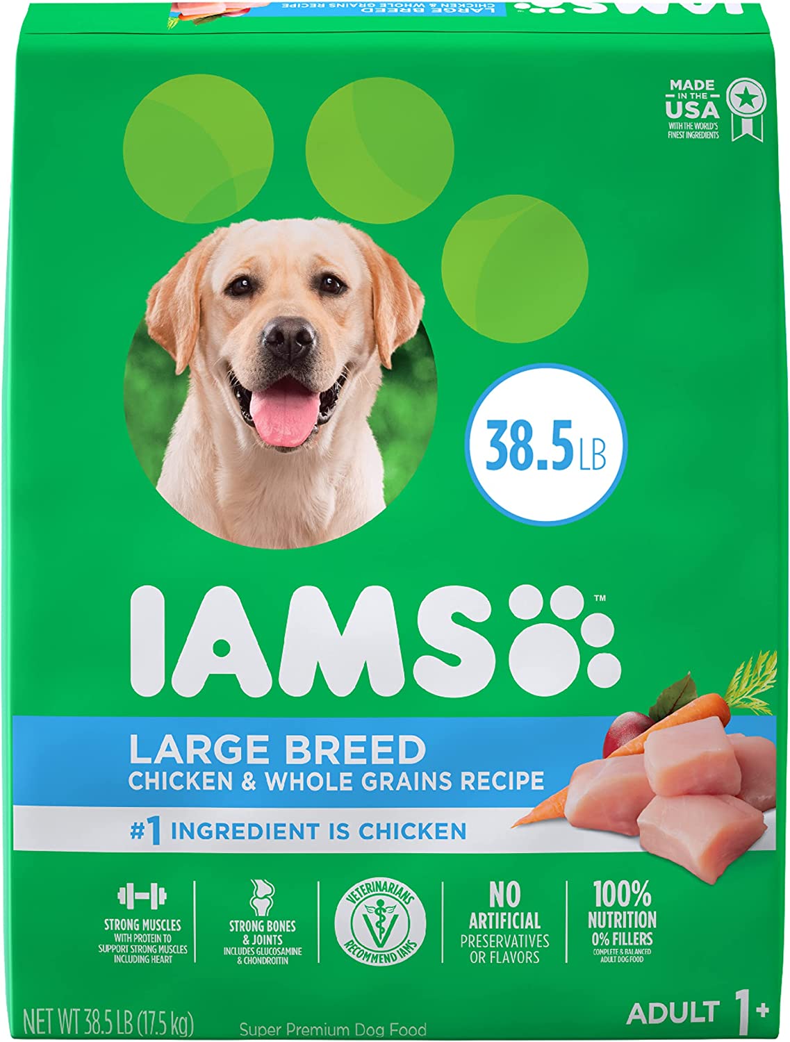 Iams Large Breed Adult Dry Dog Food， Chicken and Lamb 38.5LB