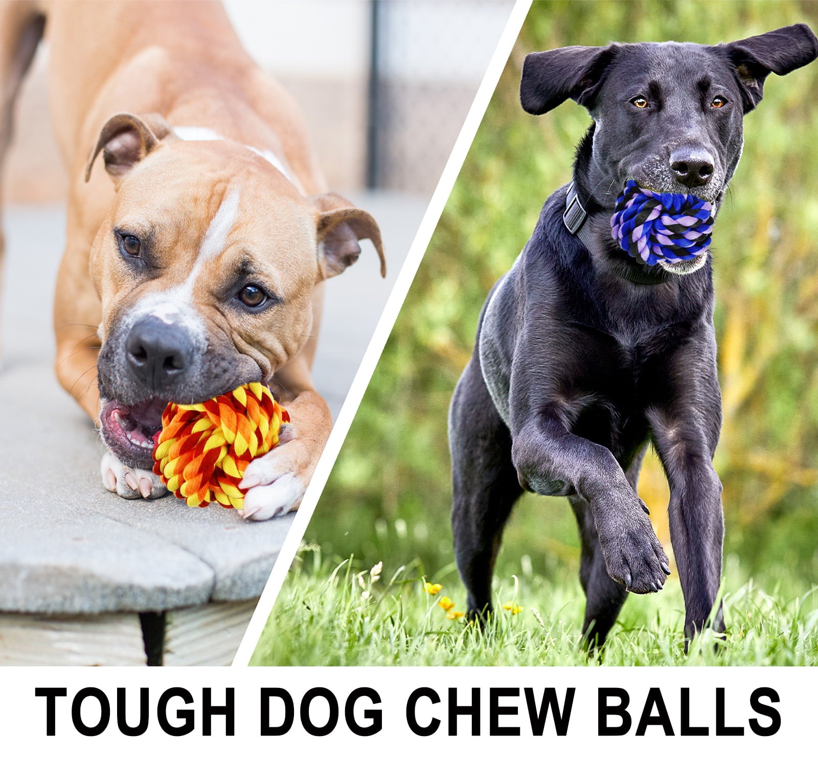 XL Dog Chew Toys for Aggressive Chewers， 6 Pack Almost Indestructible Dog Balls for Large Dogs， Heavy Duty Dental Cotton Dog Rope Toy for Medium Dogs， Puppy Teething Chew Toys， Interactive Dog Toys