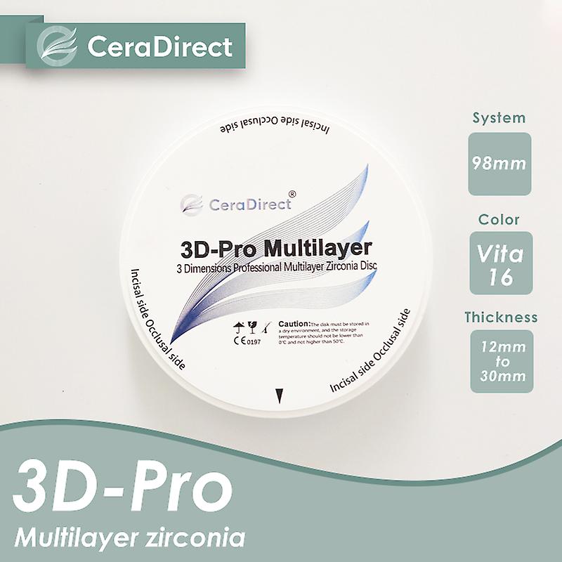 Born Pretty Ceradirect 3d Pro Multilayer Zirconia Open System(98mm) Thickness 20-25mm For Dental Lab