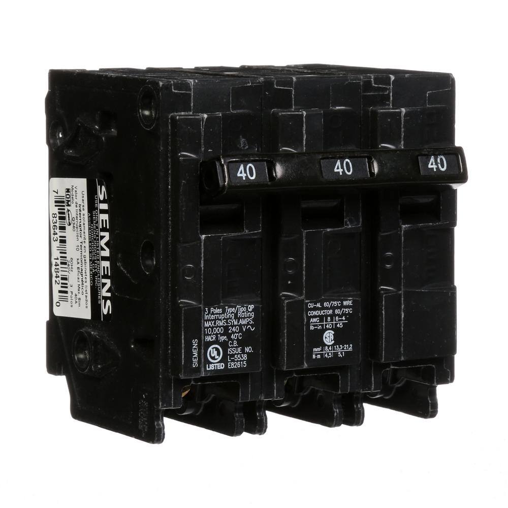 Siemens 40 Amp Three-Pole Type QP Circuit Breaker Q340