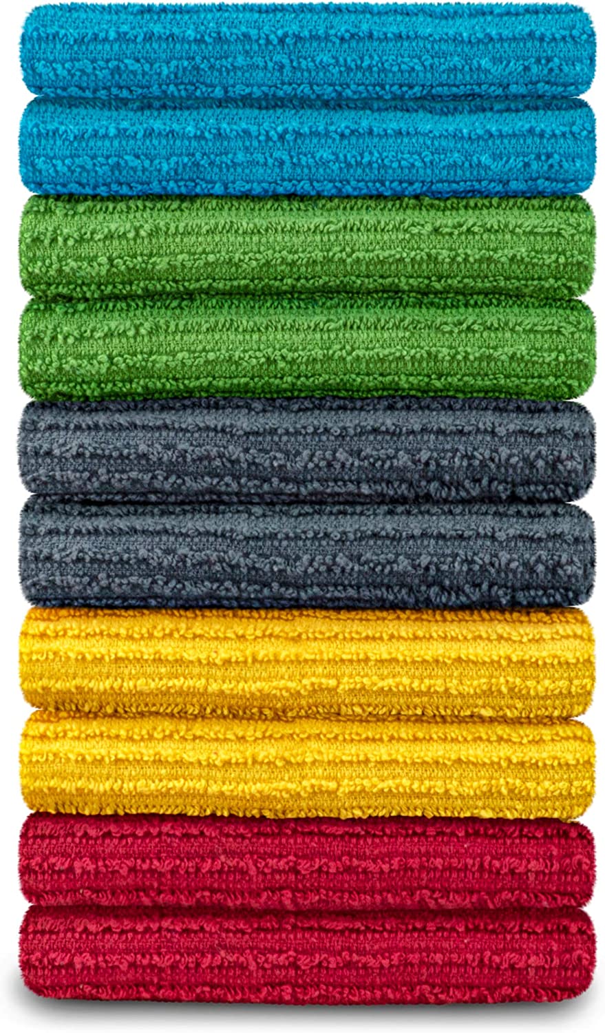 DecorRack 10 Pack 100% Cotton Bar Mop， 16 x 19 inch， Kitchen Cleaning Towels， Assorted Colors