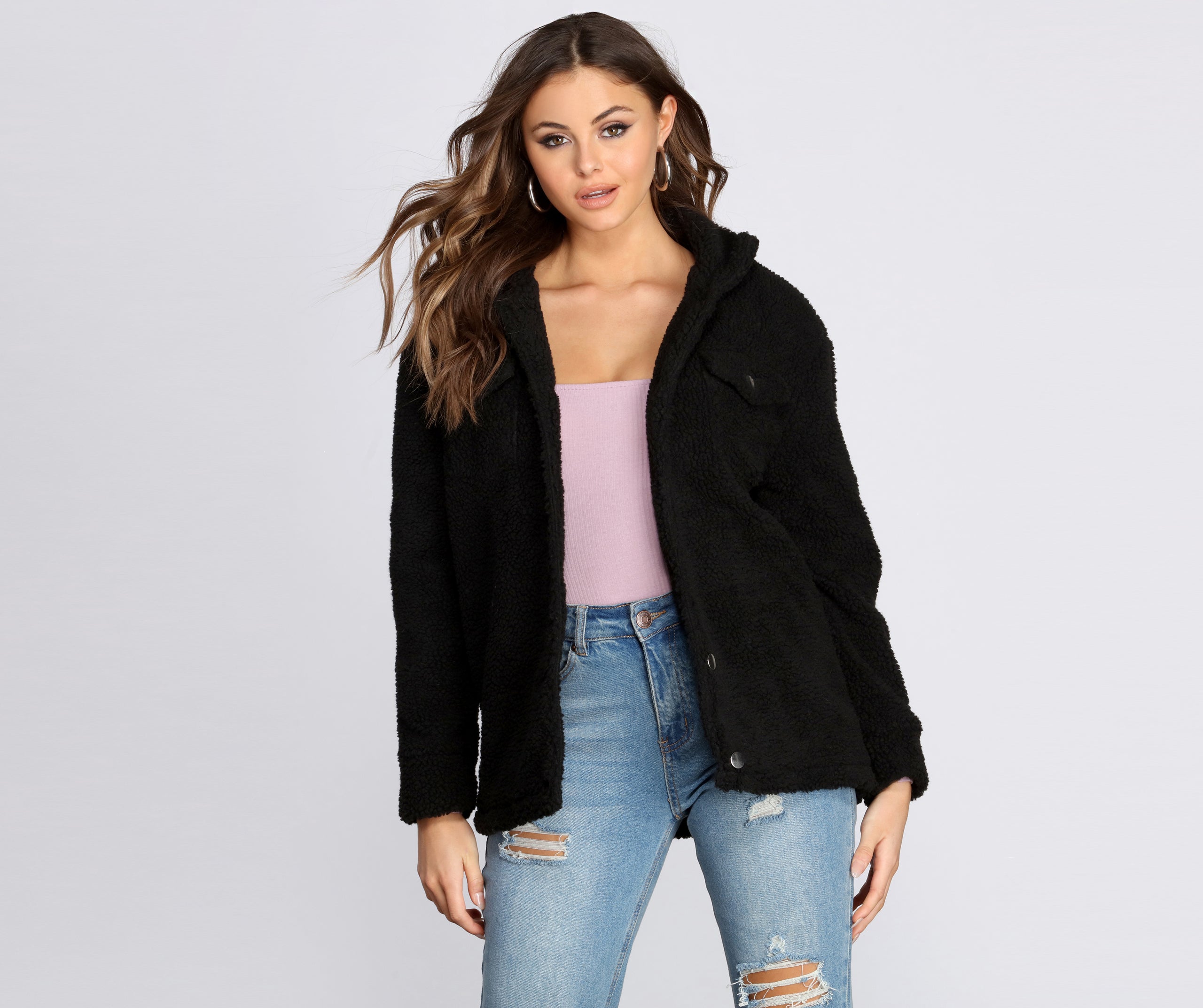 Faux Fur Teddy Trucker Jacket