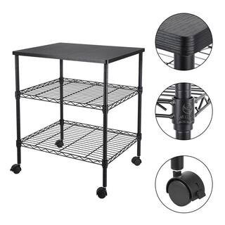 Karl home Modern Iron Multi-Functional 4-Wheeled Storage Cart in Black 302589548677