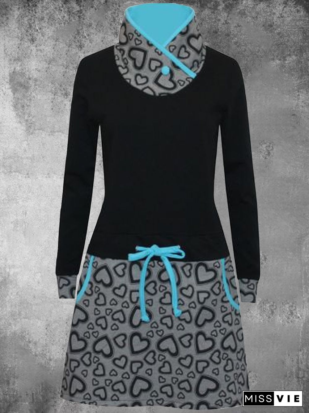 Printed Long Sleeve Casual Knitting Dress