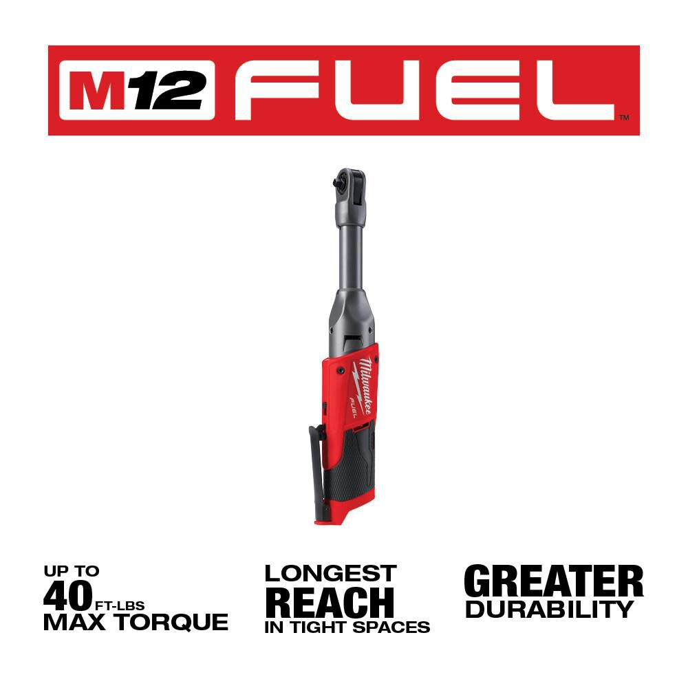 Milwaukee M12 FUEL 1/4 in. Extended Reach Ratchet (Bare Tool) 2559-20 from Milwaukee