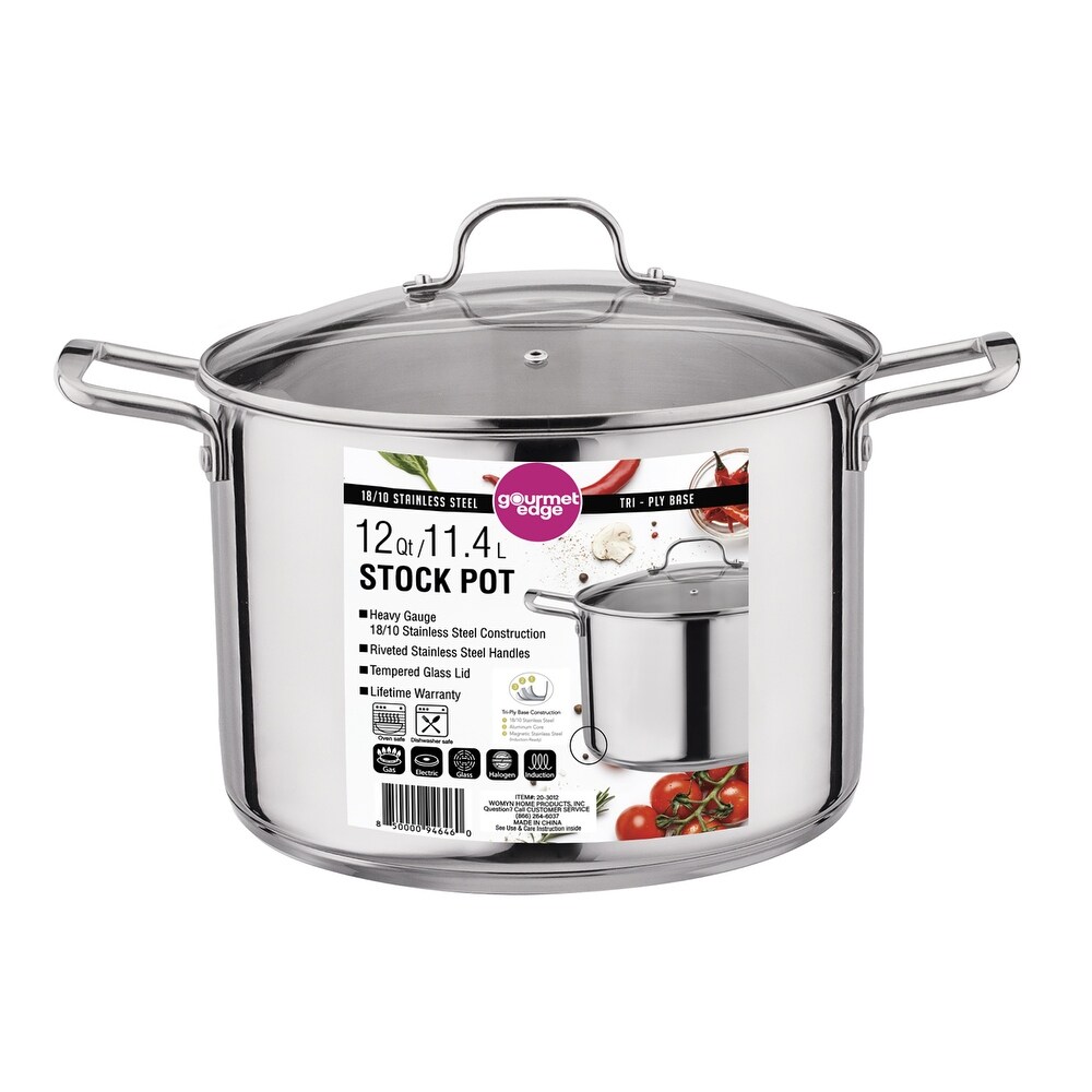 Gourmet Edge   12 Qt 18/10 Stainless Steel Stock Pot