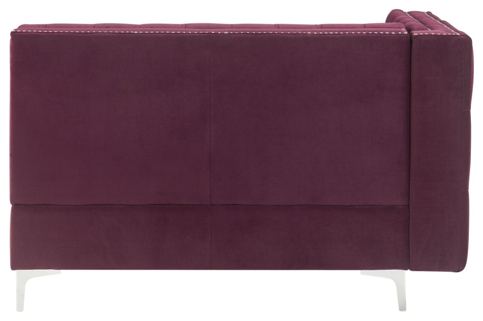 Ergode Modular  Armless Loveseat With 2 Pillows Burgundy Velvet   Midcentury   Armchairs And Accent Chairs   by VirVentures  Houzz