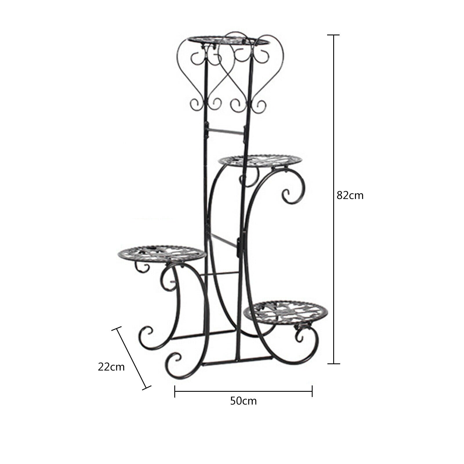 OUKANING 4 Tier Metal Shelves Indoor Plant Stand Display Flower Pots Rack Outdoor Garden