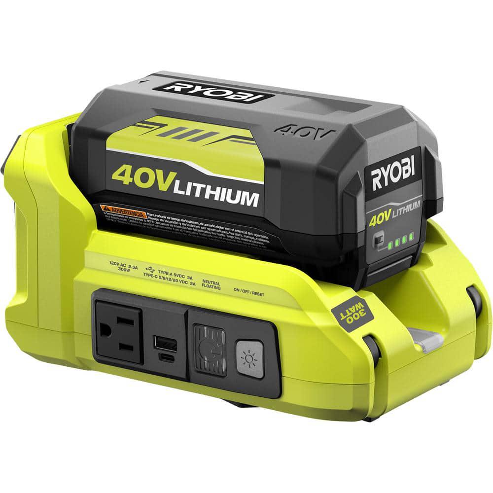 RYOBI 40V 300Watt Power Inverter with 50 Ah Battery