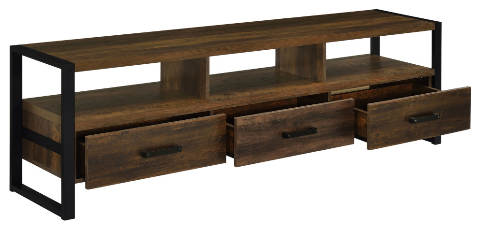 James 3 drawer Composite Wood 71 quotTV Stand Dark Pine   Modern   Entertainment Centers And Tv Stands   by Modon  Houzz