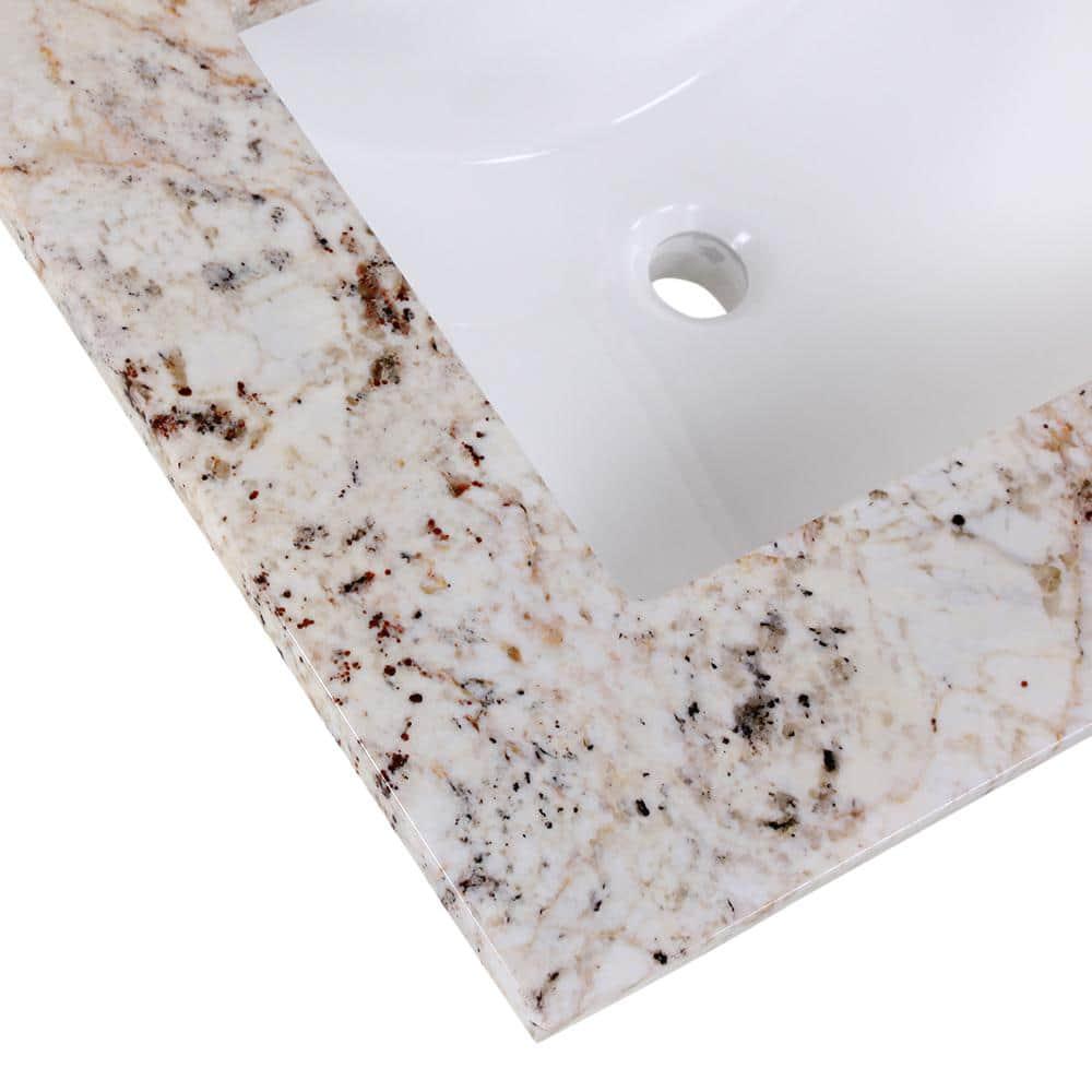 Home Decorators Collection 25 in W x 22 in D Stone Effects Cultured Marble Vanity Top in Rustic Gold with Undermount White Sink