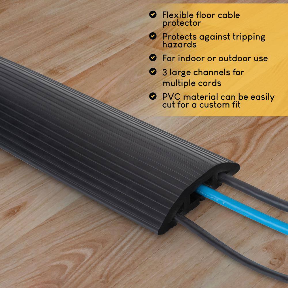 Stalwart 10 ft. 3-Channel Floor Cord Protector in Black NNGSR85