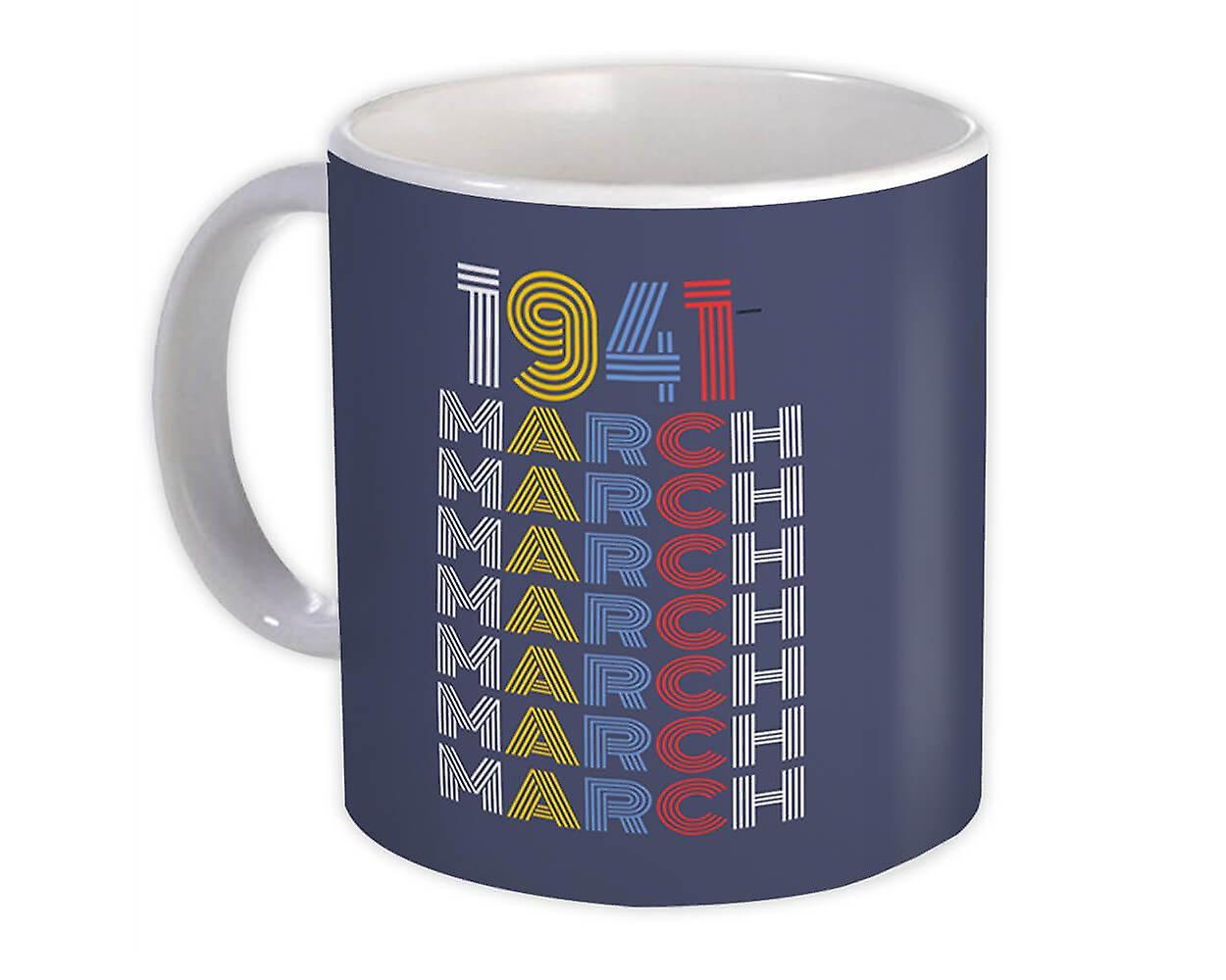 Gift Mug: 1941 March Colorful Retro Birthday Age