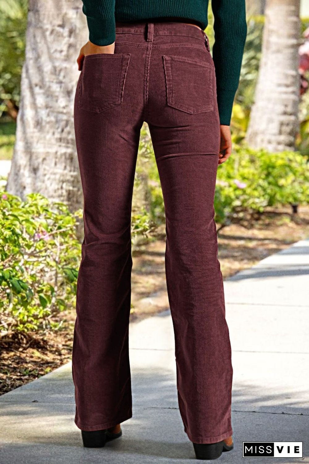 Corduroy Mid Waist Flare Pants