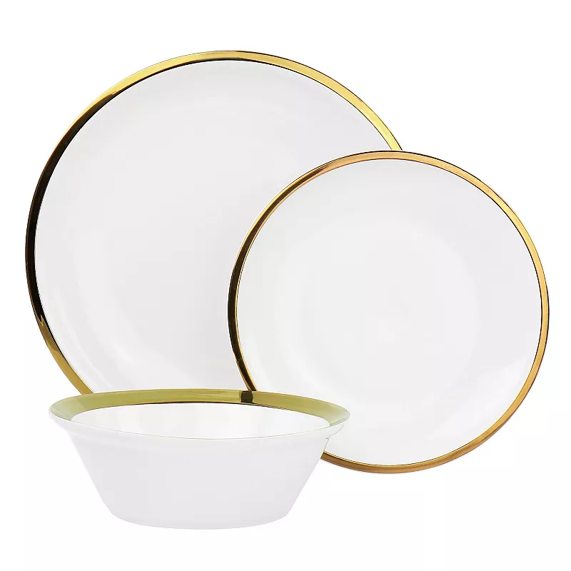 Gibson Home Premier Gold Fine Ceramic 12 Piece Dinnerware Set