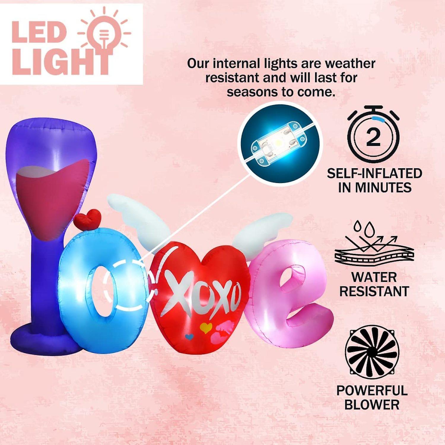 Blowout Fun 7ft Long Inflatable Valentine Love Letters Decoration， Led Blow Up Lighted Decor Indoor Outdoor Holiday Art Decor Decorations Clearance