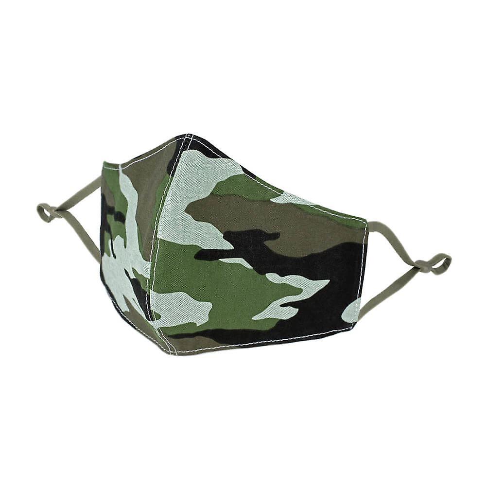 Green Camouflage Print Cotton Face Mask