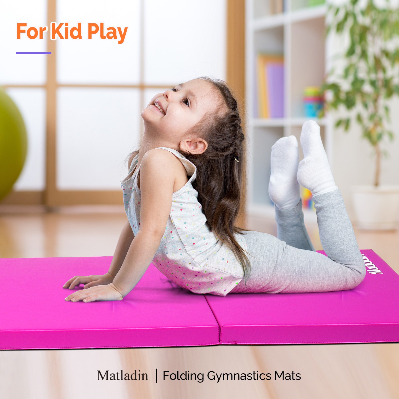 Matladin 6/8FT Folding Gymnastics Gym Exercise Aerobics Yoga Mat Leather Tumbling Mats