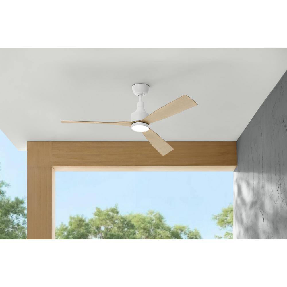 Home Decorators Collection Ryland 52 in. Integrated CCT LED IndoorOutdoor Matte White Smart Ceiling Fan with Light and Remote Powered by Hubspace AK433A-MWH