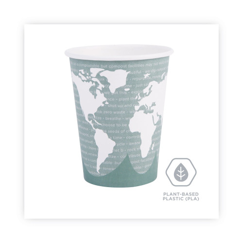 Eco-Products World Art Renewable and Compostable Hot Cups， 12 oz， 50/Pack， 20 Packs/Carton (EPBHC12WA)