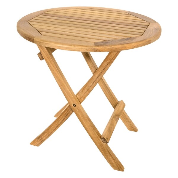 Nordic Style Natural Teak Round Folding Side Table