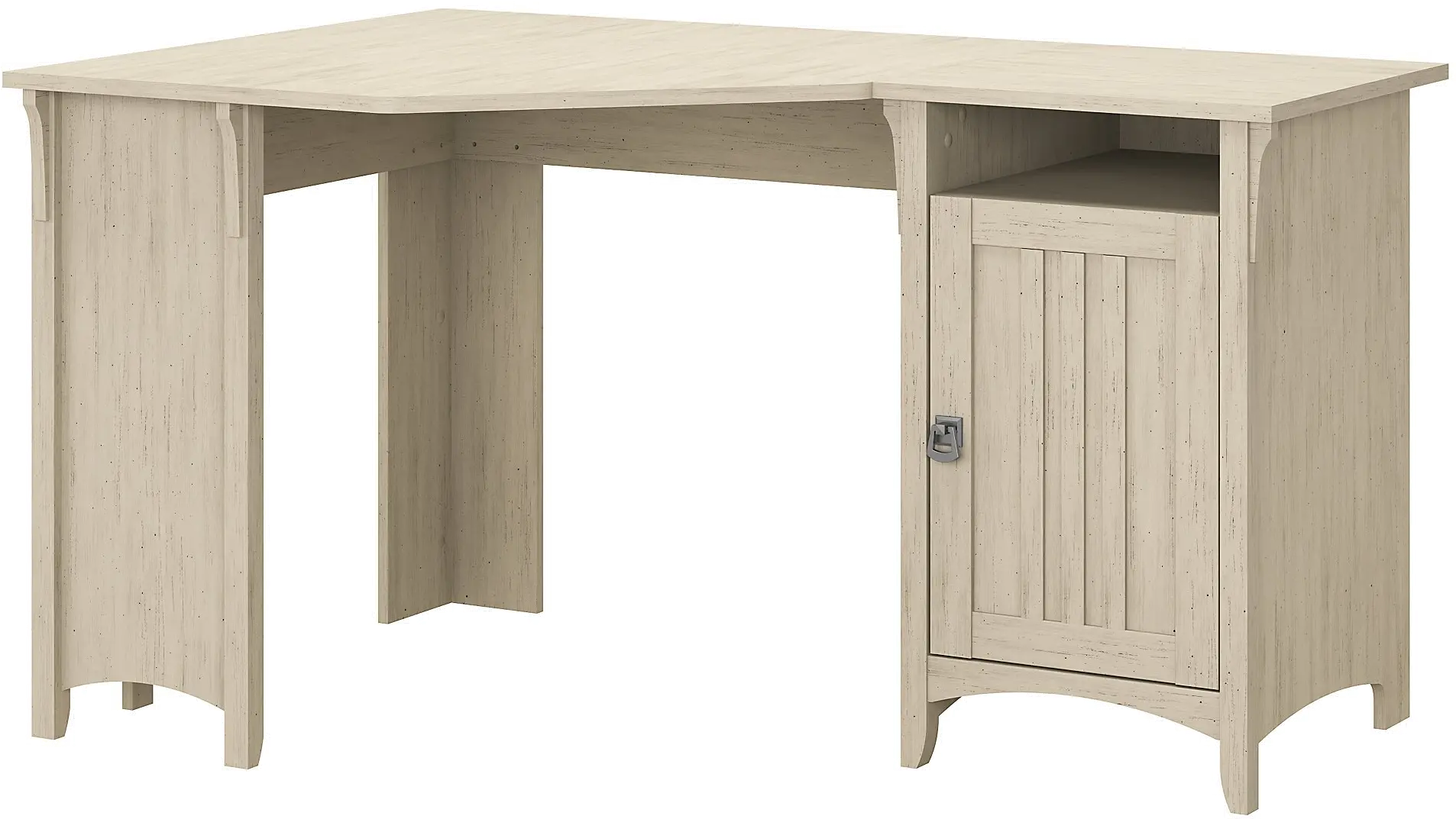 Salinas Antique White Corner Pedestal Desk - Bush Furniture