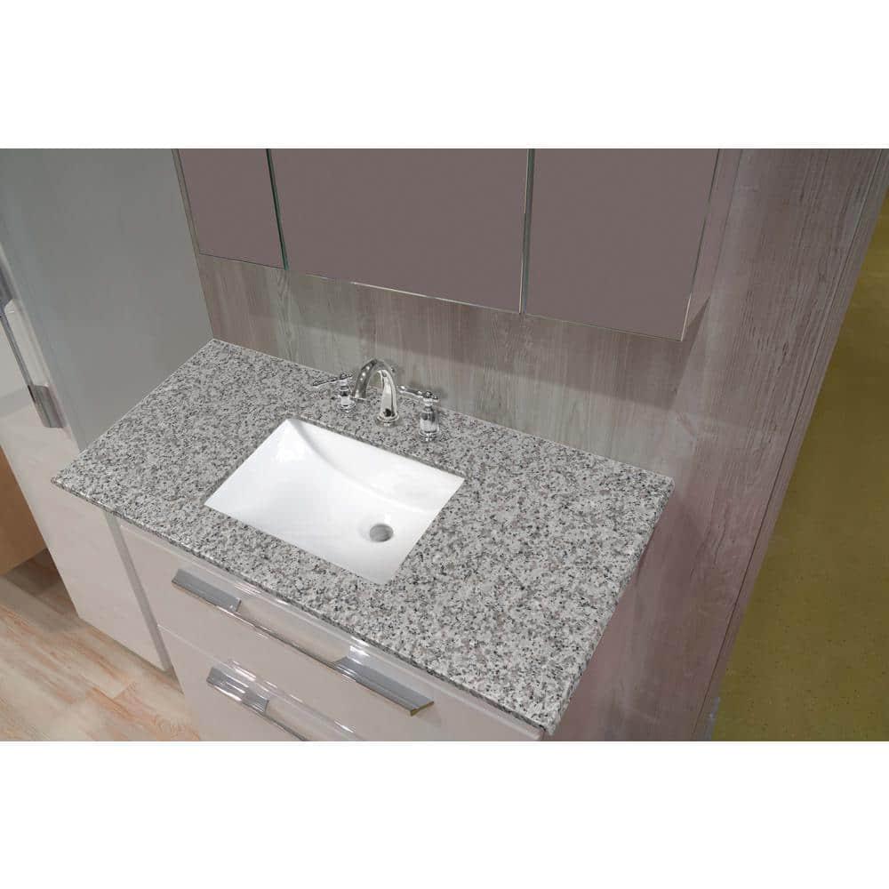 AampA Surfaces Argento Grigio 49 in W x 22 in D Granite Vanity Top in Gray with White Rectangle Single Sink 8211