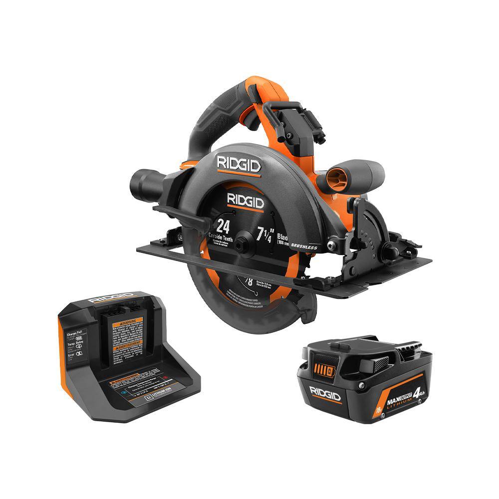 RIDGID 18V Brushless Cordless 7-14 in. Circular Saw Kit with 4.0 Ah MAX Output Battery and Charger R8657KN