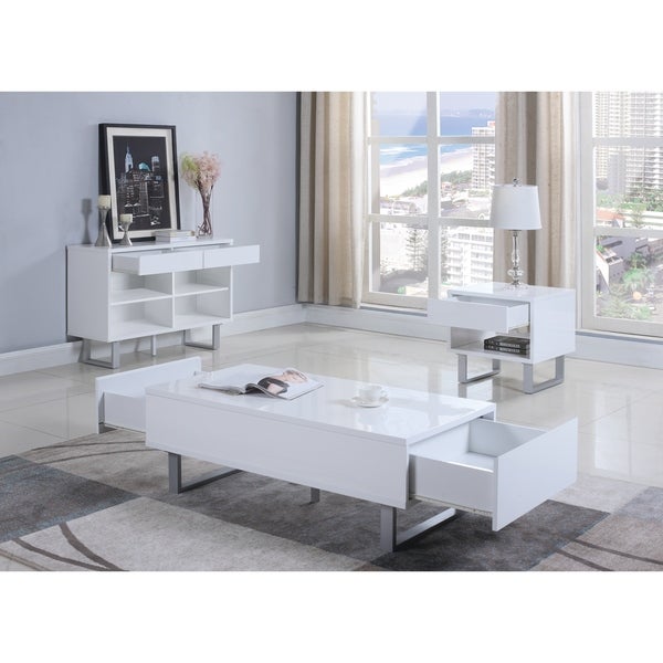 Coaster Furniture Atchison High Glossy White 2-drawer Coffee Table