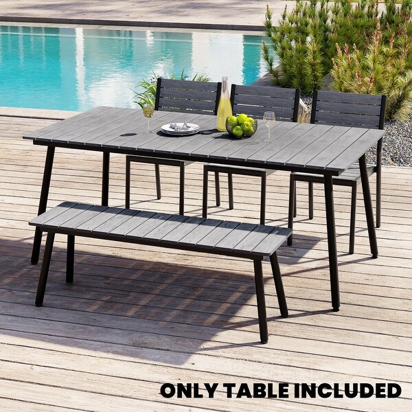 Outdoor Dining Furniture Rectangular Dining Table for 8 or 6 with Umbrella Hole