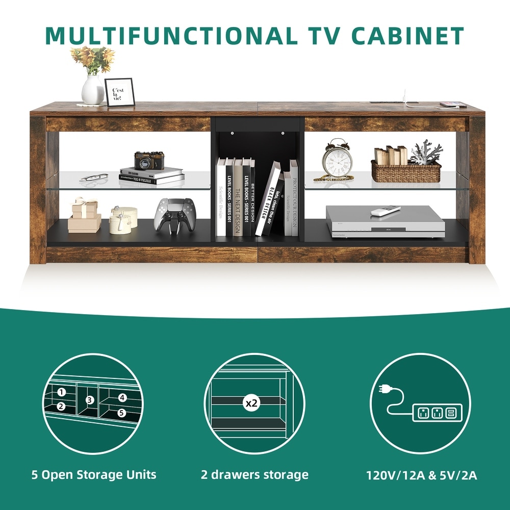 Moasis LED RGB TV Stand w/ Power Outlets for TVs up to 55/60\