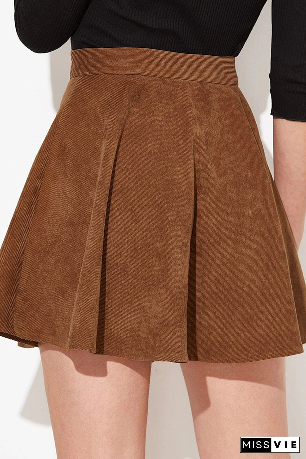 Corduroy High Waist Button Skirt