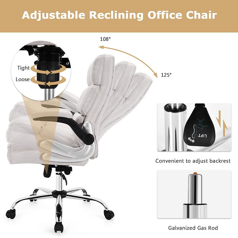 Adjustable Swivel Office Chair with High Back and Flip-up Arm for Home and Office