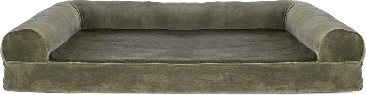 FurHaven Faux Fur Orthopedic Bolster Dog Bed w/Removable Cover