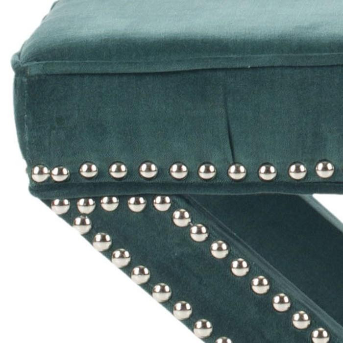 Arnold Ottoman Silver Nail Heads Marine   Contemporary   Footstools And Ottomans   by V.S.D Furniture  Houzz