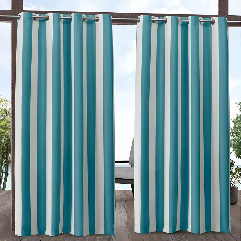 Exclusive Home 2-pack Canopy Stripe Indoor/Outdoor Curtains