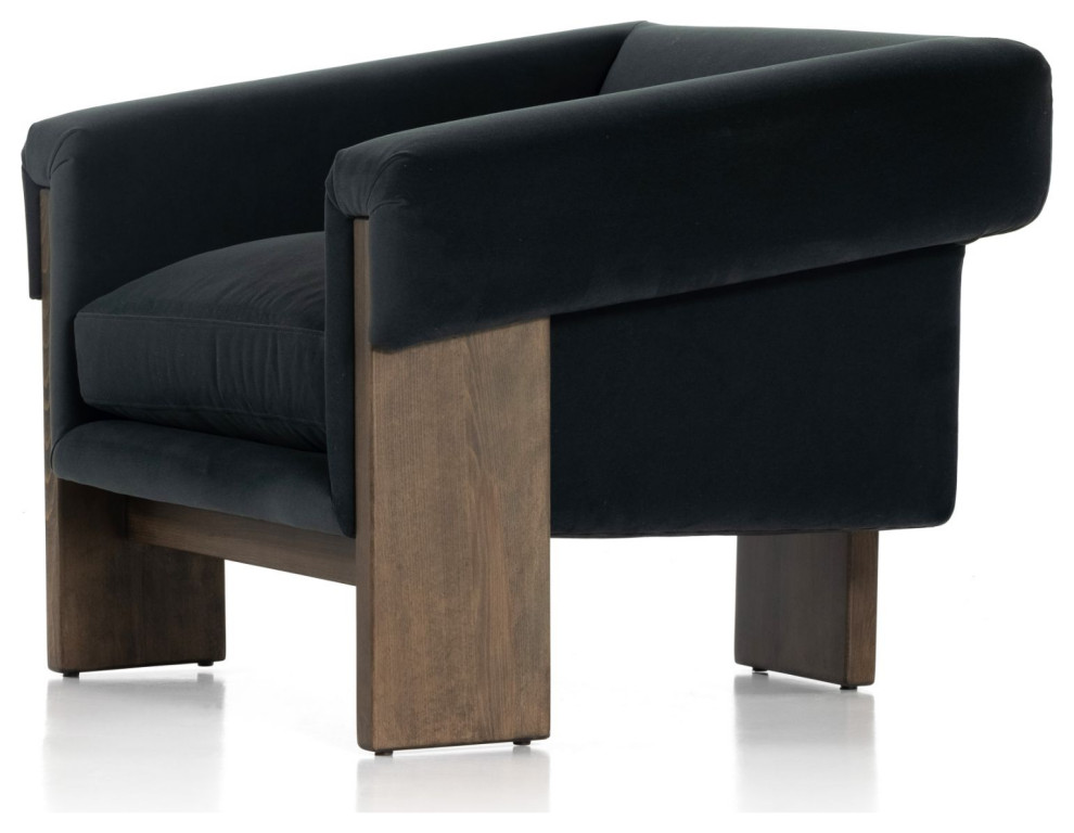 Cairo Modern Velvet Smoke Chair   Transitional   Armchairs And Accent Chairs   by Four Hands  Houzz