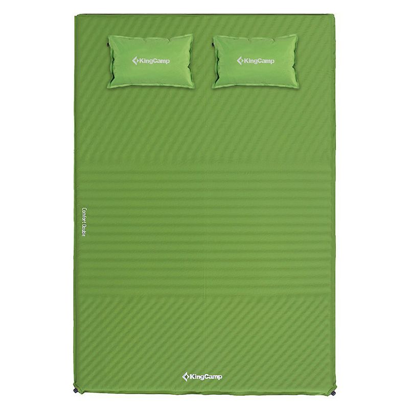 KingCamp Double Self Inflating Camping Sleeping Pad Mat with 2 Pillows， Green