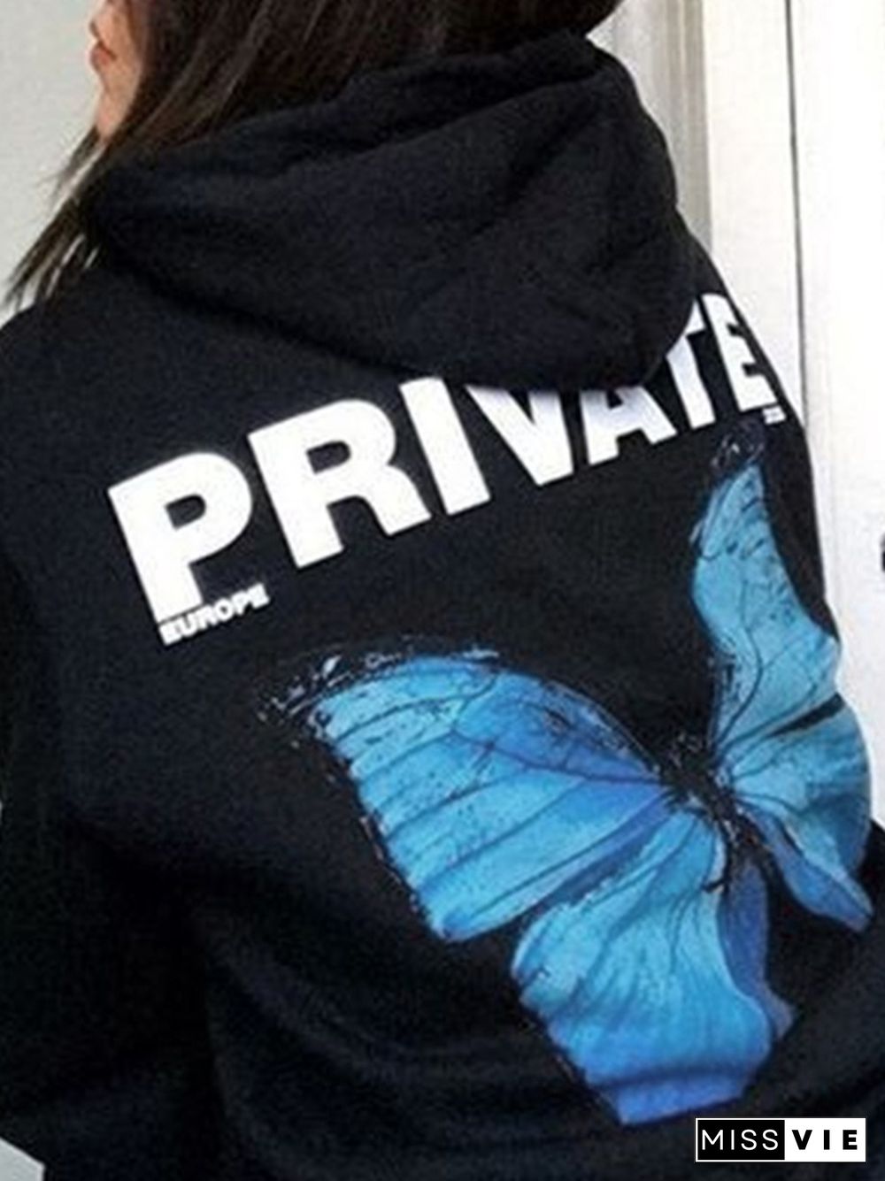 Butterfly Graffiti Print Oversized Hoodie