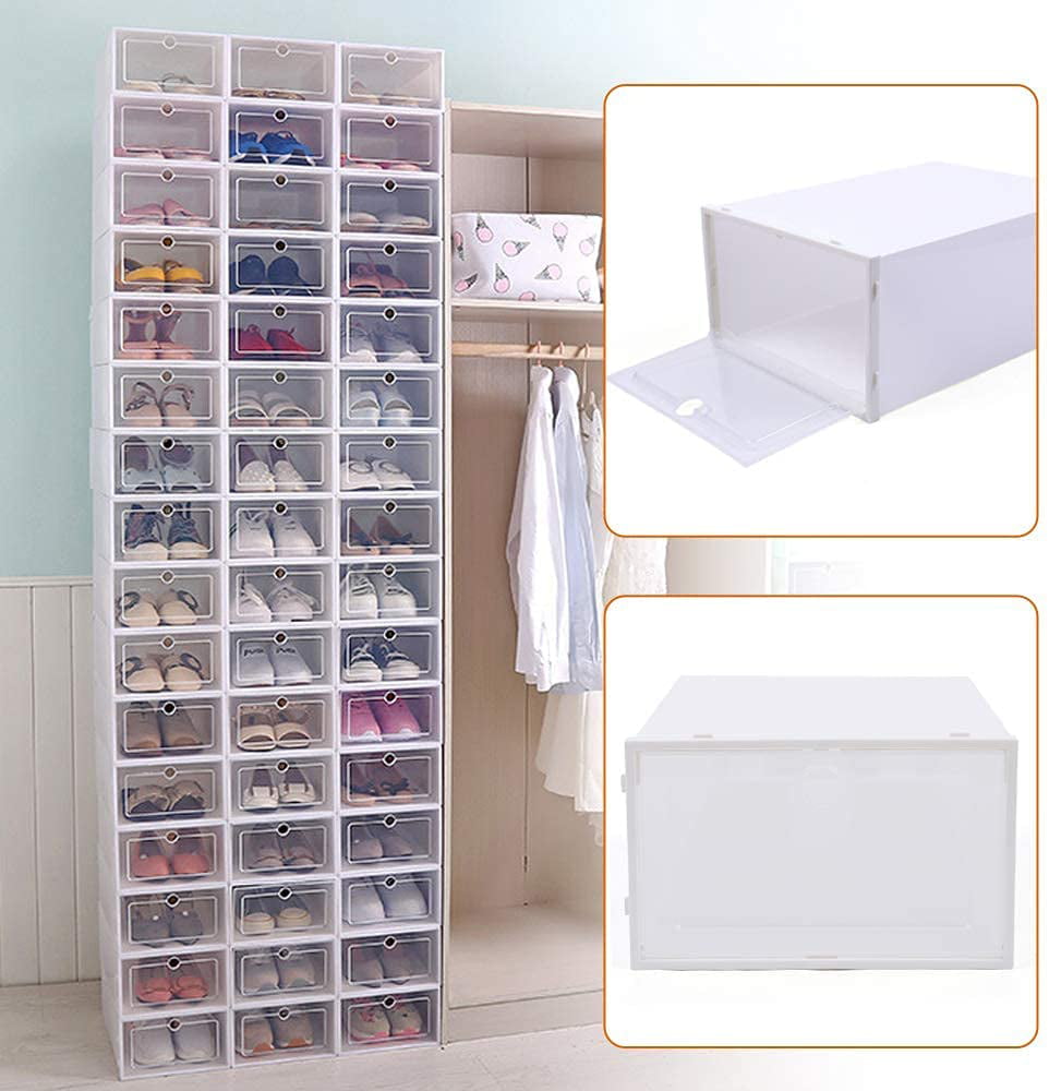 TFCFL 20pc Foldable Plastic Transparent Shoe Box Storage Clear Organizer Stackable Box