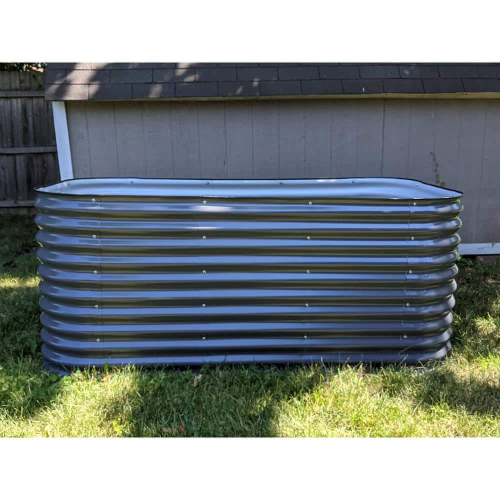 vego garden 32 in. Extra-Tall 9-In-1 Modular Modern Gray Metal Raised Garden Bed Kit VB9N132MG