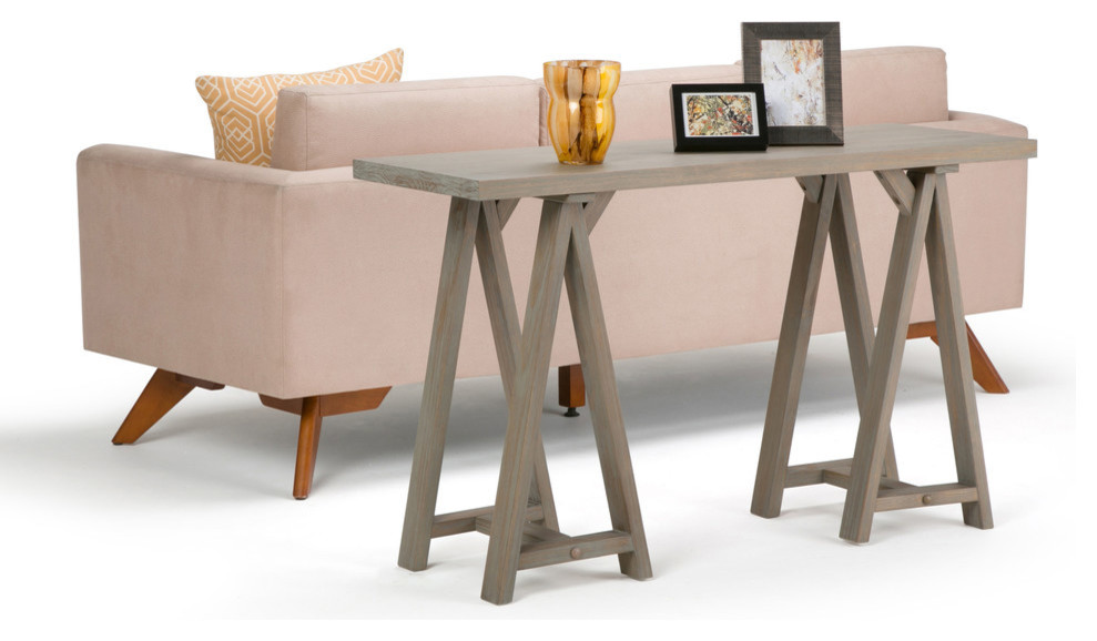 Sawhorse Solid Wood 66 quotwide Modern Console Sofa Table   Transitional   Console Tables   by Homesquare  Houzz