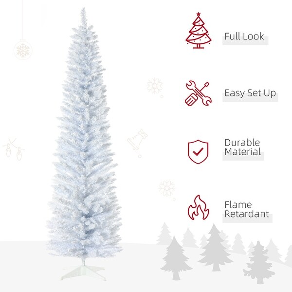 5' / 7' Christmas Tree，Slim Design with Realistic Branches，White