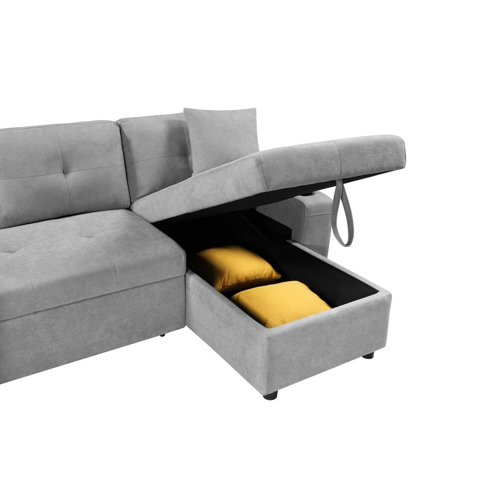 Right facing Sectional Sofa with Footrest  Convertible Corner Sofa with Armrest Storage